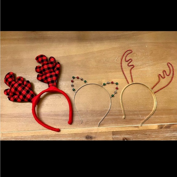 Accessories - Christmas Festive Headbands - Red Plaid and Gold